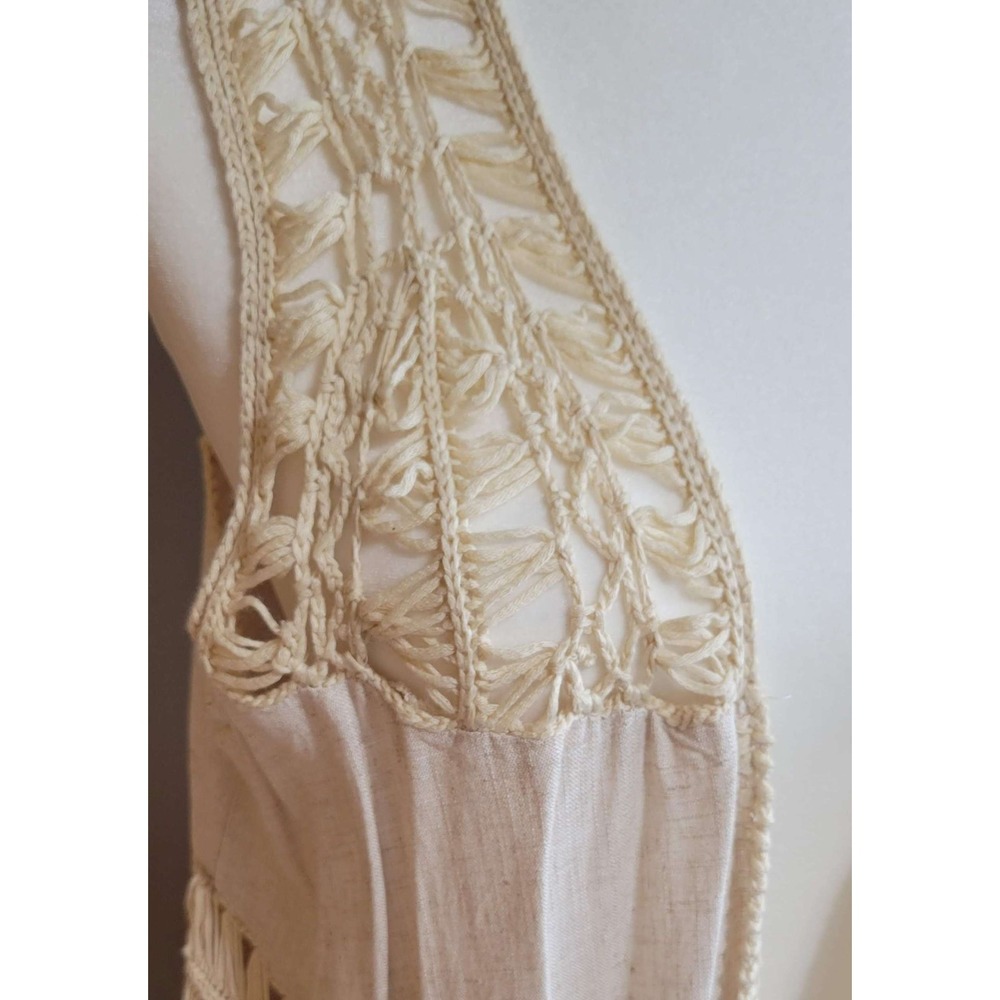 Umgee Linen Crochet Open Front Fringe Duster - Picture 4 of 6